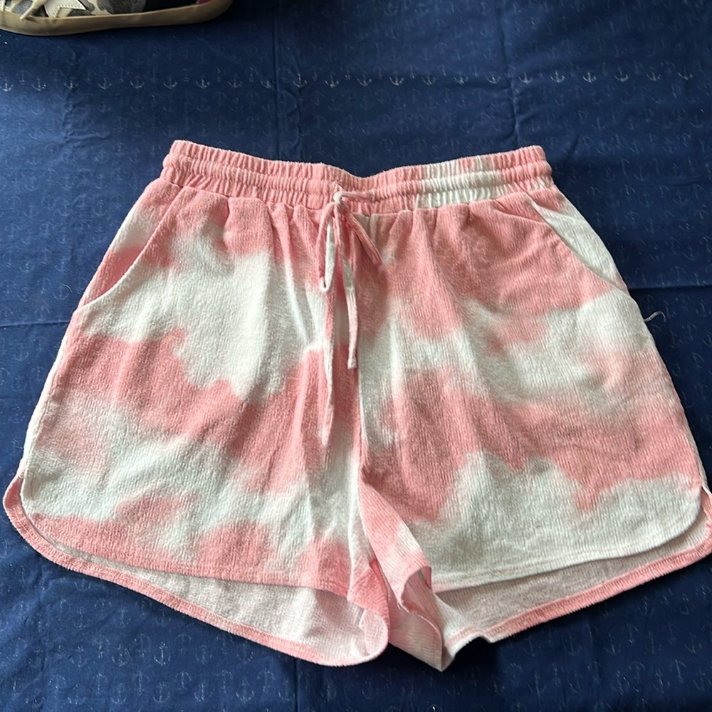 Pink Tye Dye Shorts. Size medium elastic waist
